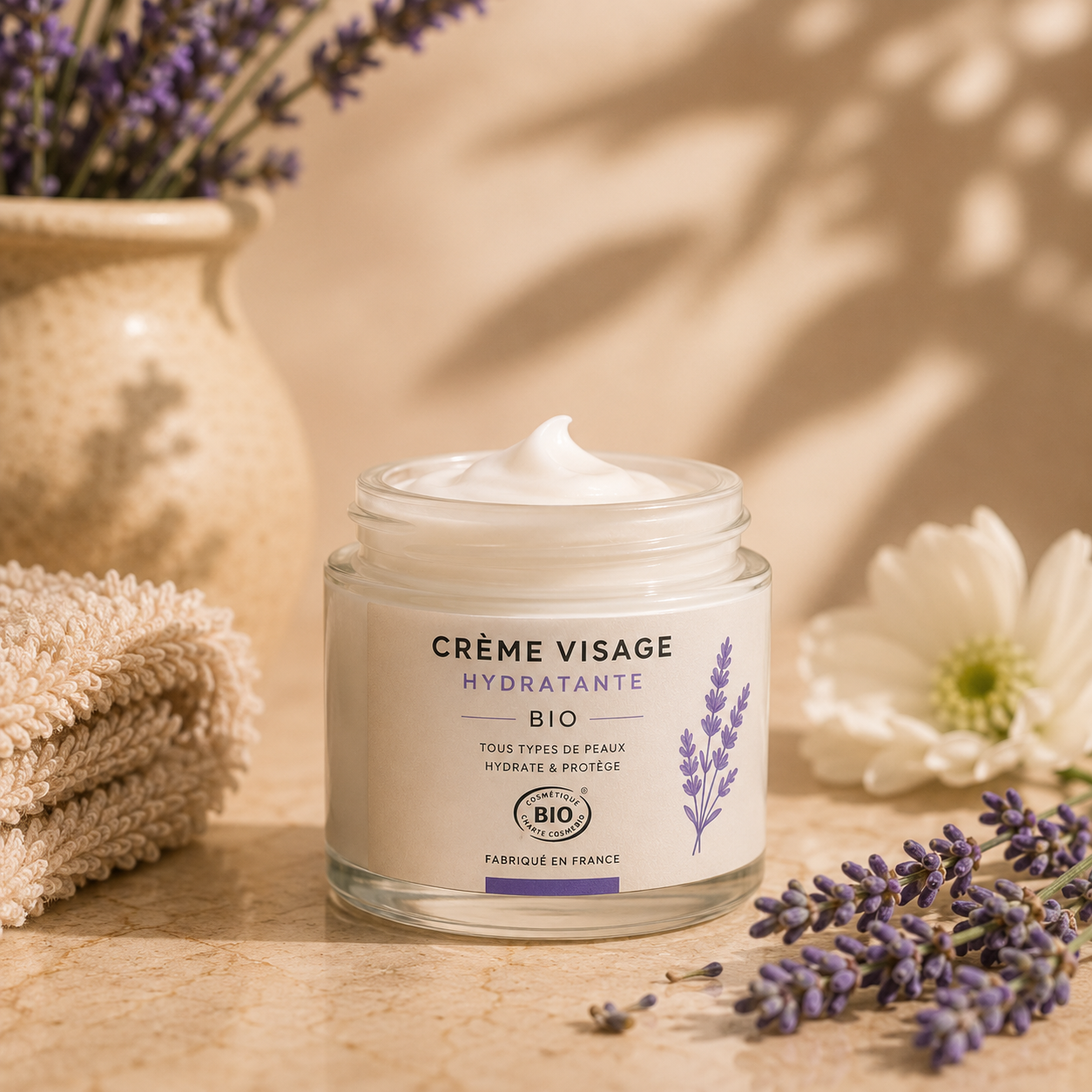 Creme visage hydratante bio ESA Beauty pot 50ml naturel