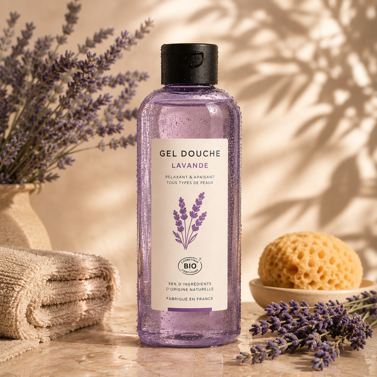 Gel douche bio lavande ESA Beauty bouteille 250ml naturel